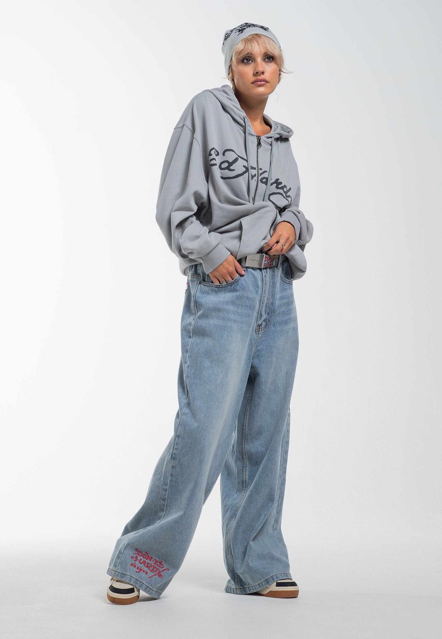 Ed Hardy Womens Love Kills Xtra Oversized Denim Trousers Jeans
