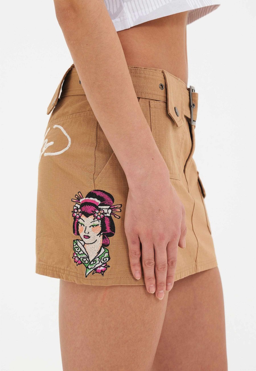 Ed Hardy Womens Geisha Girl Cargo Mini Skirt