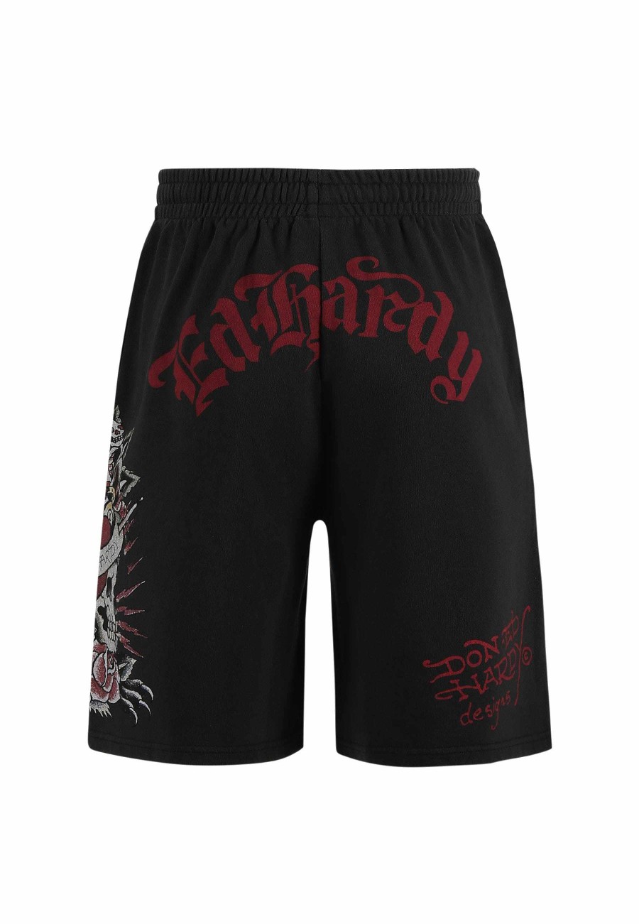 Ed Hardy Mens Panther & Roses Sweat Shorts