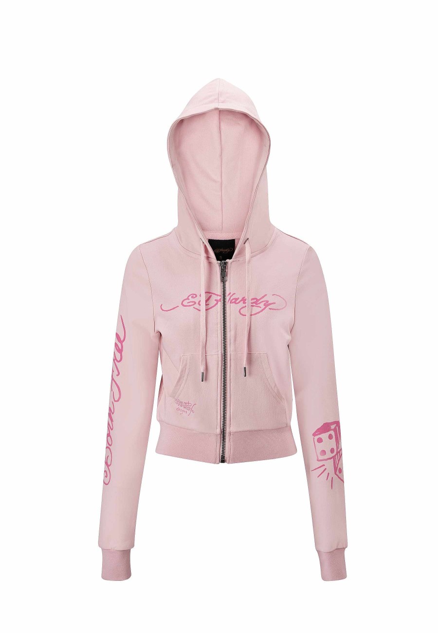 Ed Hardy Womens Eagle-Till-Death Cropped Zip Through Hoody
