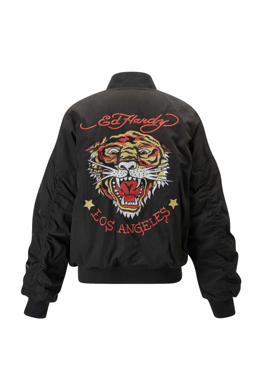 Ed Hardy Womens La-Tiger-Roar Bomber Jacket