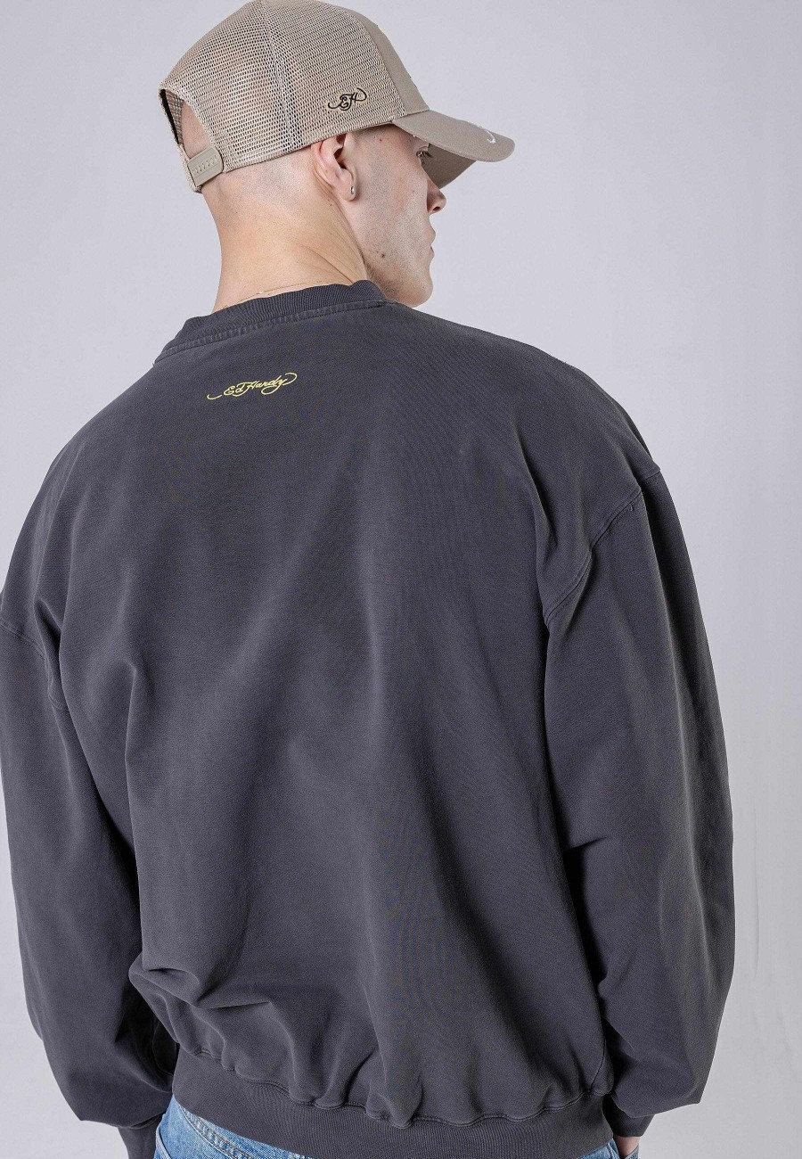 Ed Hardy Mens Tiger-Vintage Roar Crew Neck Sweatshirt