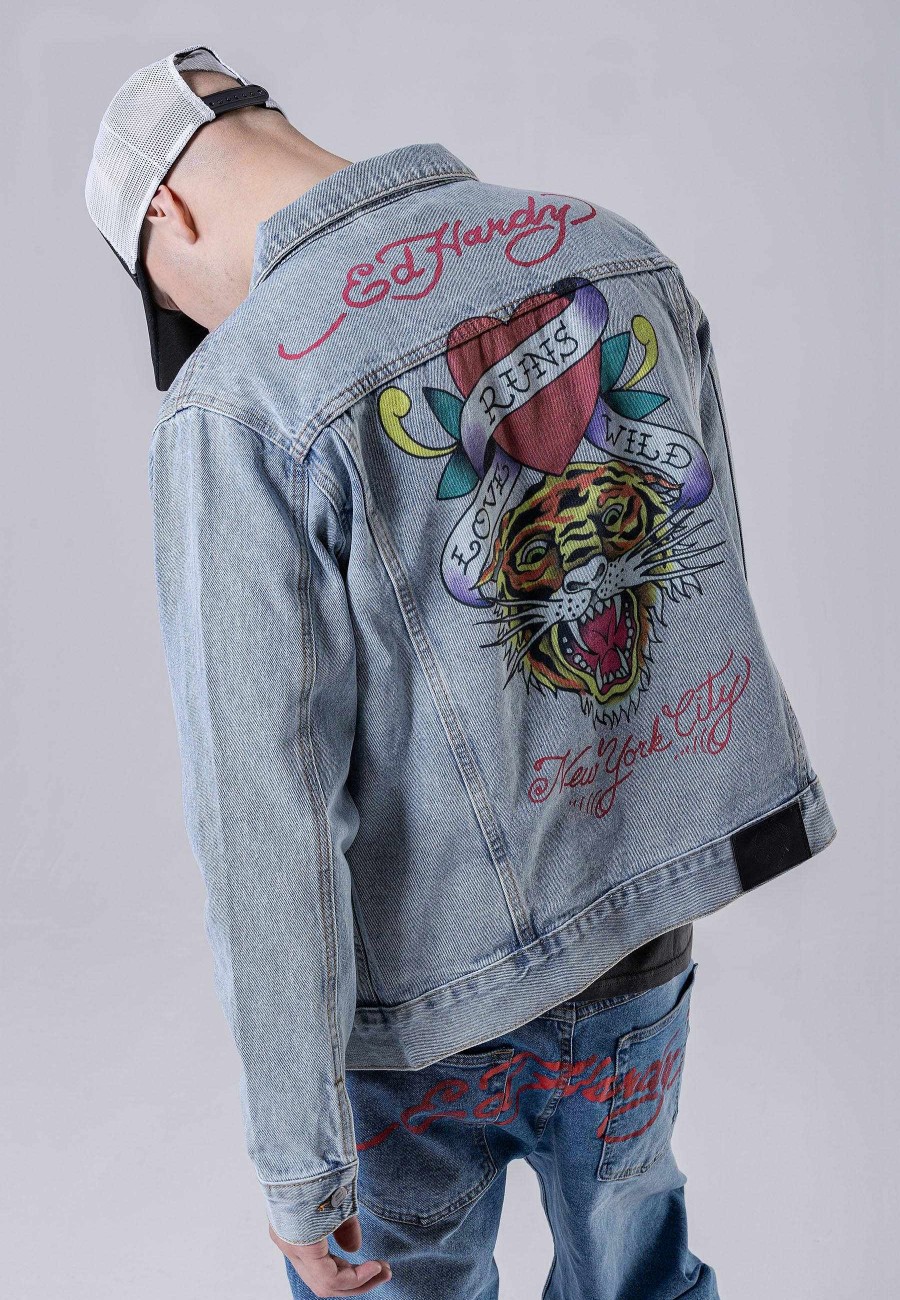 Ed Hardy Mens Love-Runs Wild Denim Jacket