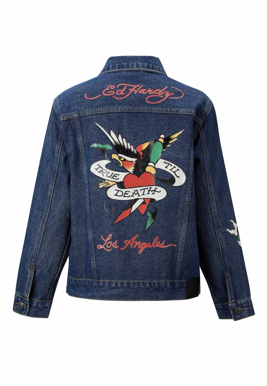 Ed Hardy Womens True-Til-Death Denim Jacket