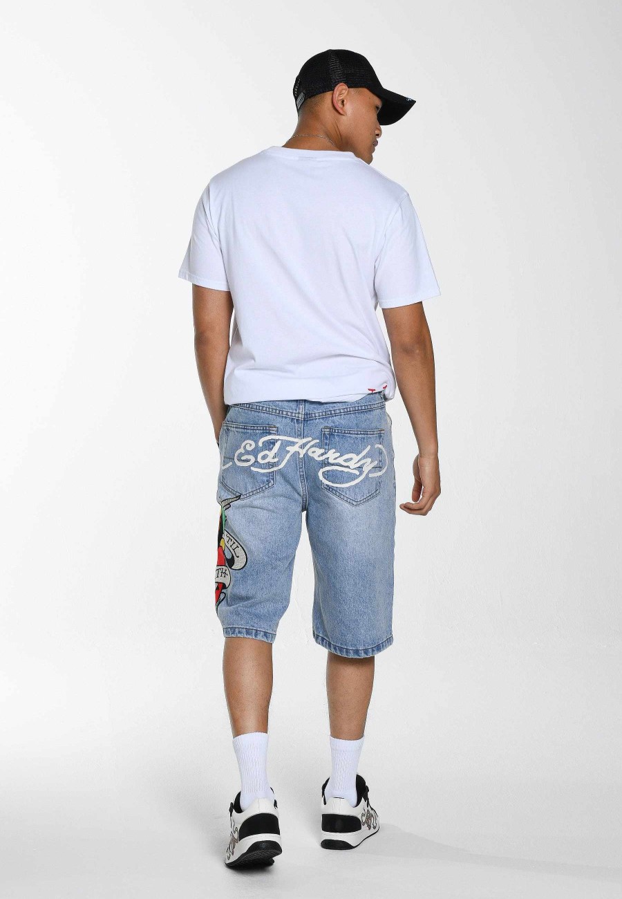 Ed Hardy Mens True Till Death Denim Jorts Shorts