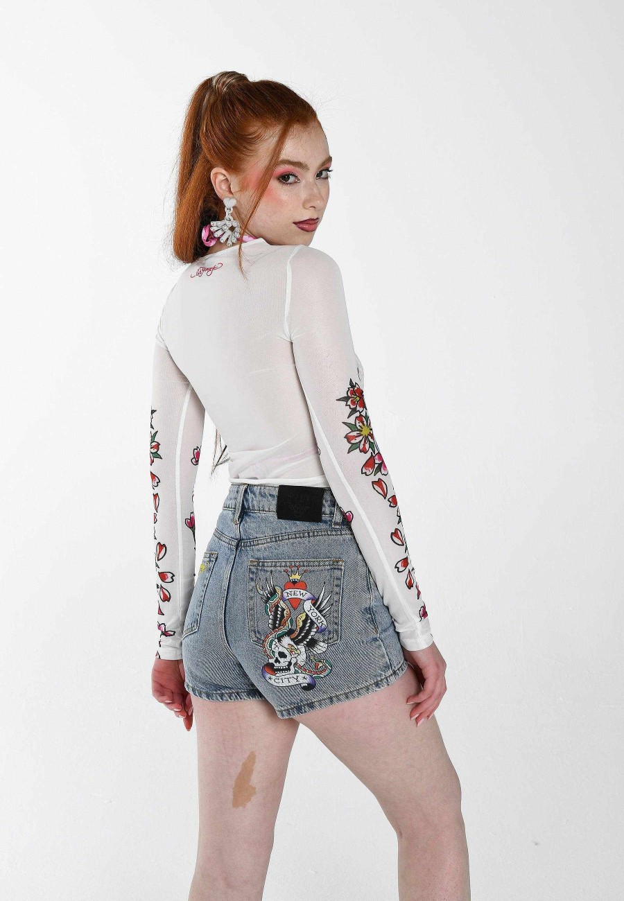 Ed Hardy Womens Nyc Lover Denim Shorts