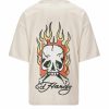 Ed Hardy Mens Skull-Flames Camp Shirt