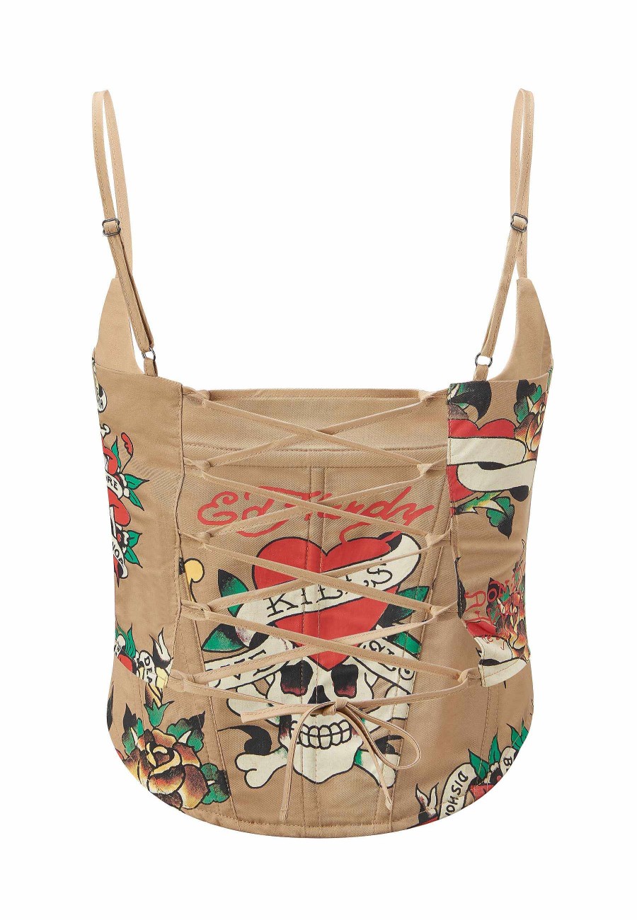 Ed Hardy Womens Love Kills Tattoo Corset Top