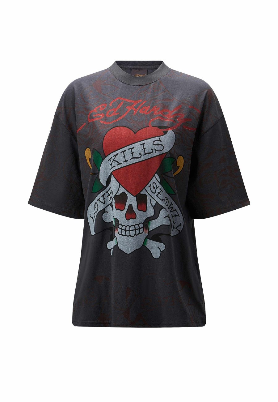 Ed Hardy Womens Love Kills Slowly Relaxed T-Shirt