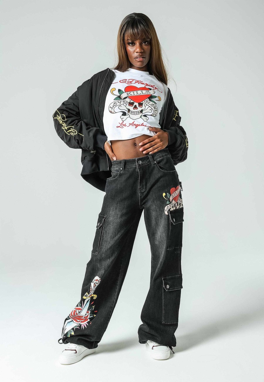 Ed Hardy Womens Love-Kills Cargo Trousers Jeans