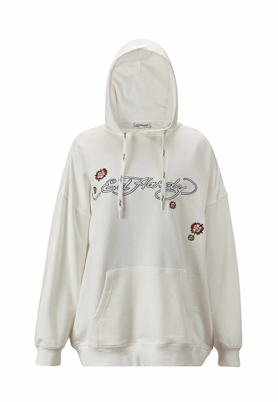 Ed Hardy Womens Geisha World Relaxed Hoodie - White