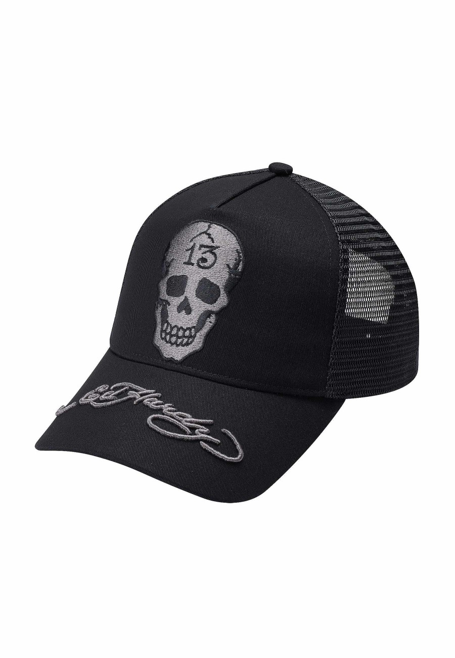 Ed Hardy Uni Skull-13 Twill Front Mesh Trucker Cap