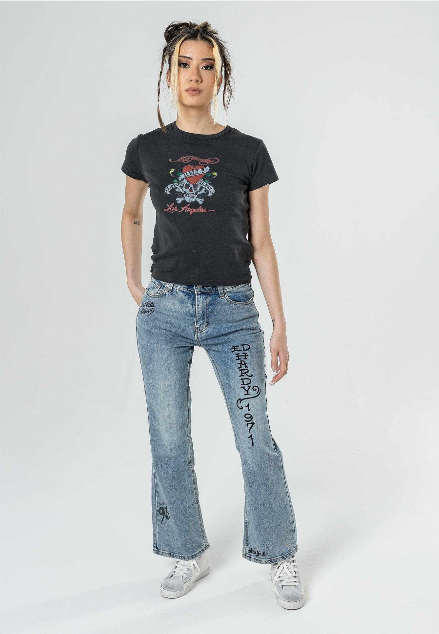 Ed Hardy Womens Love-Kills Slowly Tight Baby T-Shirt