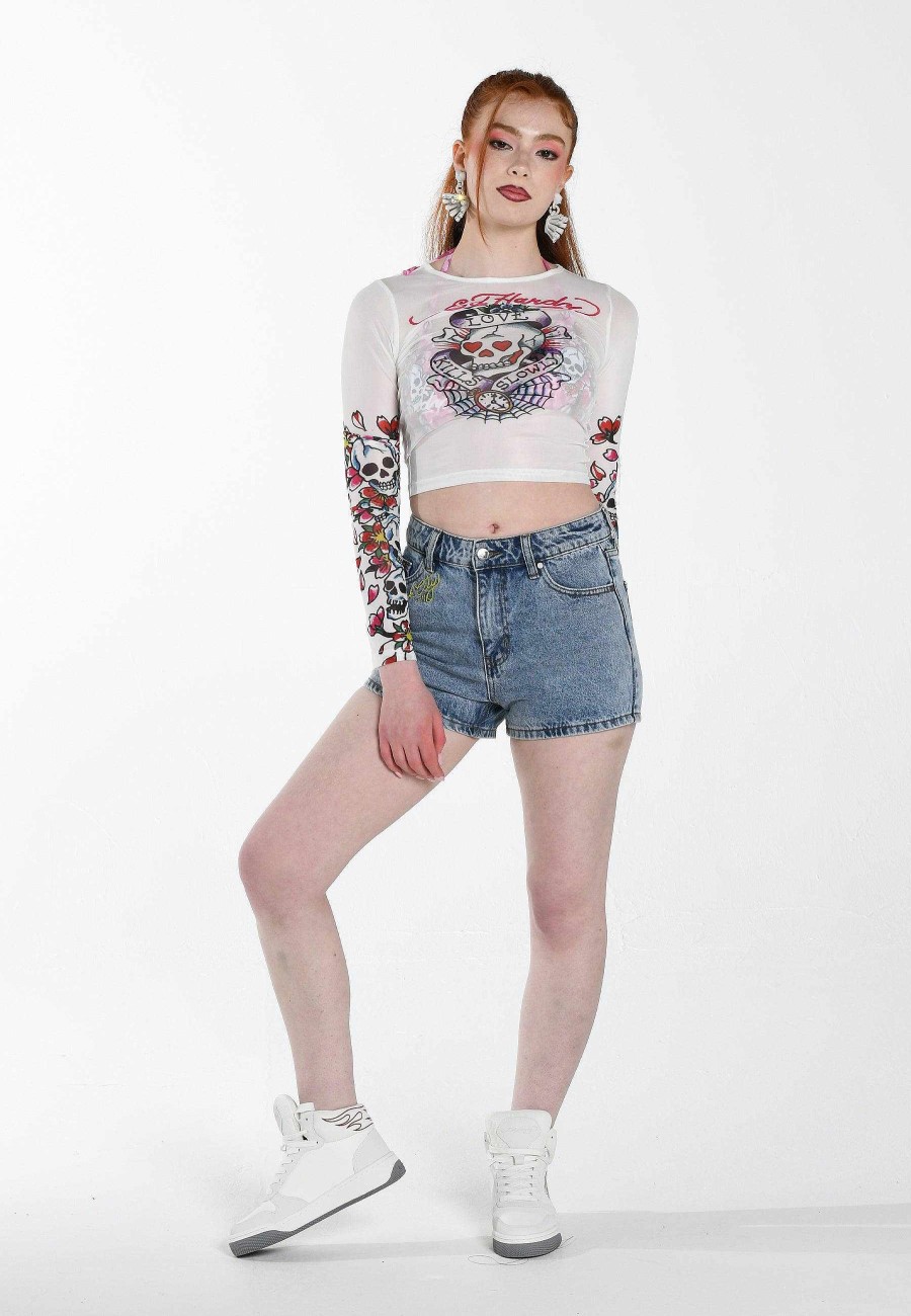 Ed Hardy Womens Nyc Lover Denim Shorts