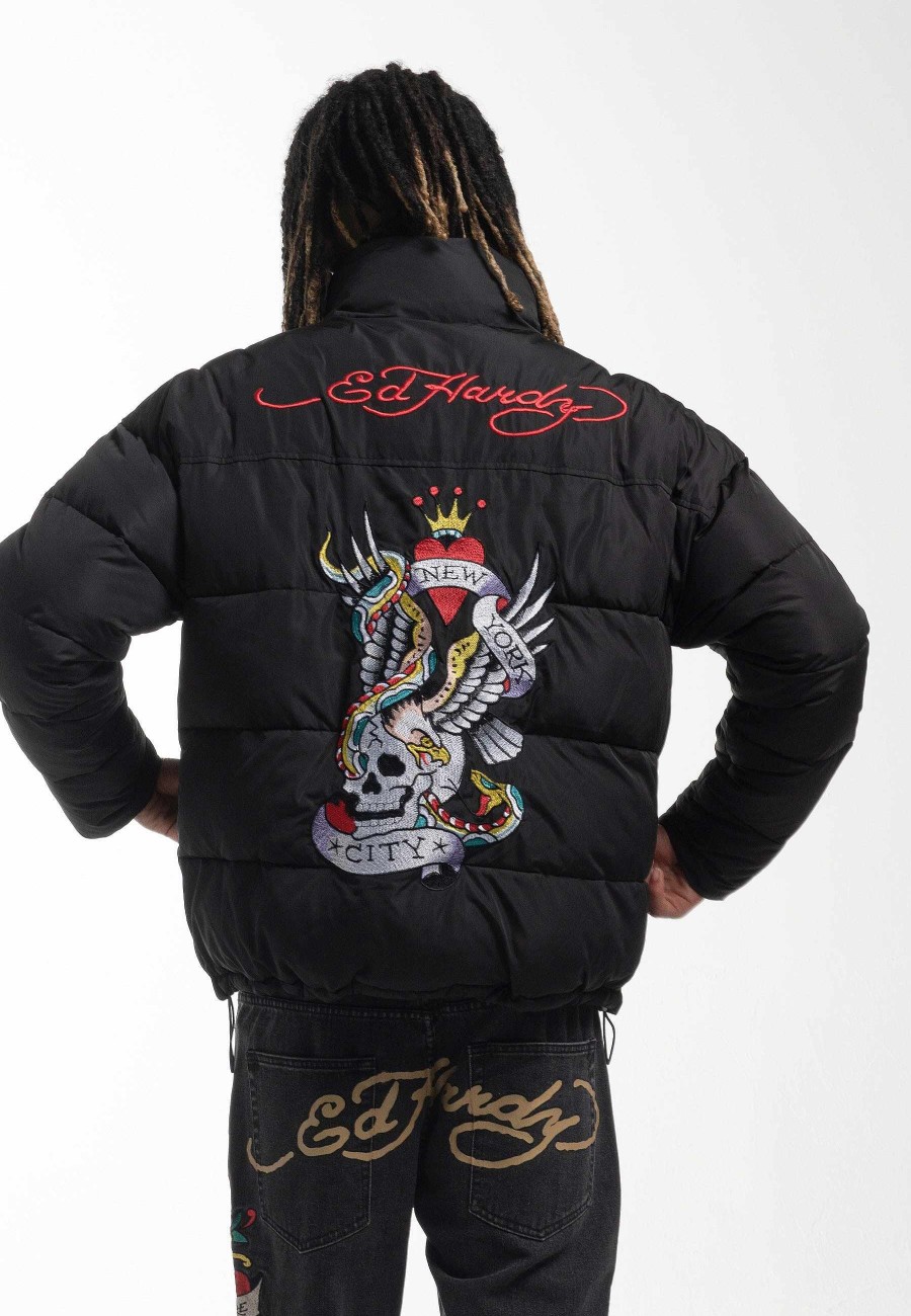 Ed Hardy Mens Lks-Nyc-Skull Puffer Jacket