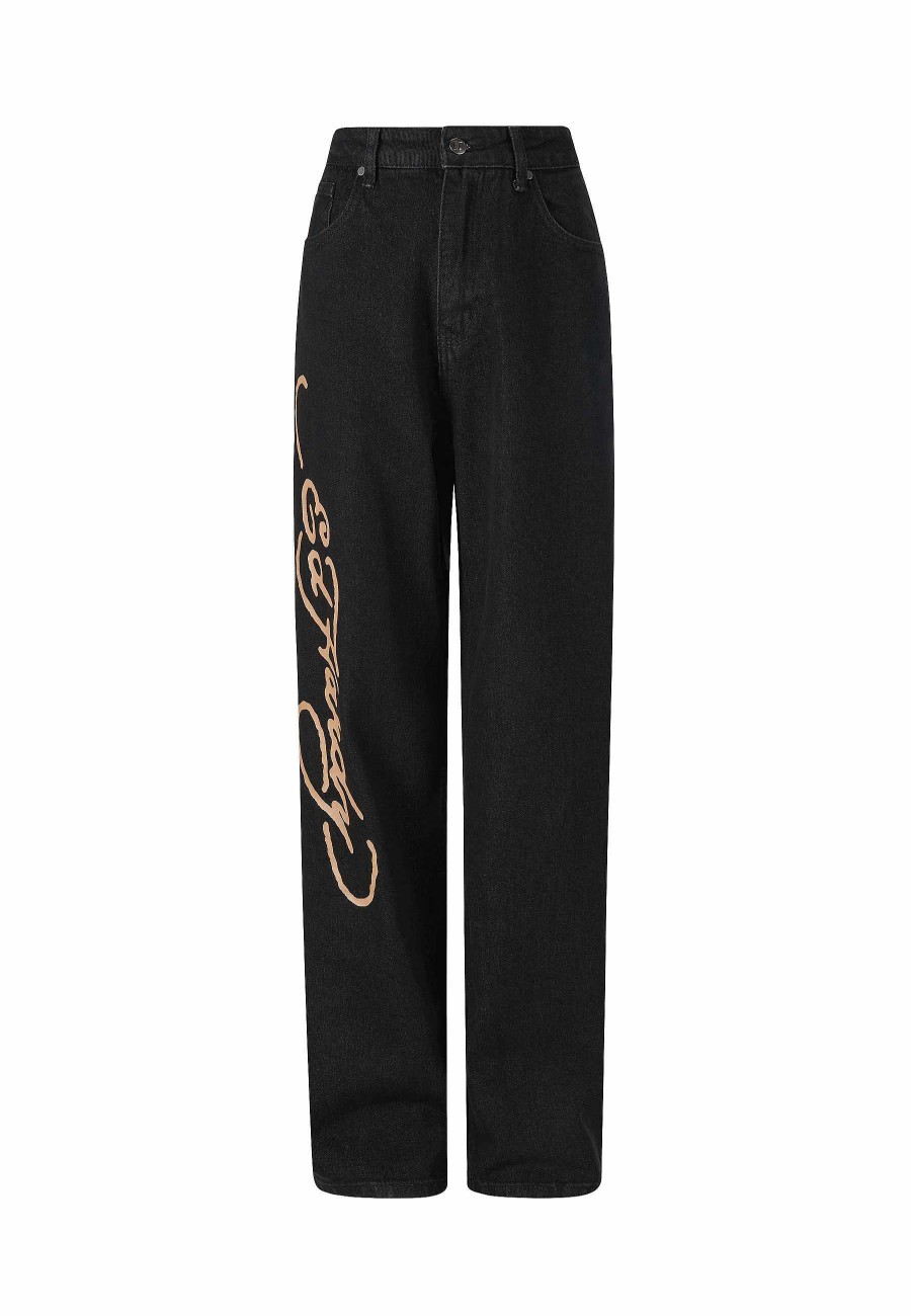 Ed Hardy Womens Kill Slowly Relaxed Denim Trousers Jeans