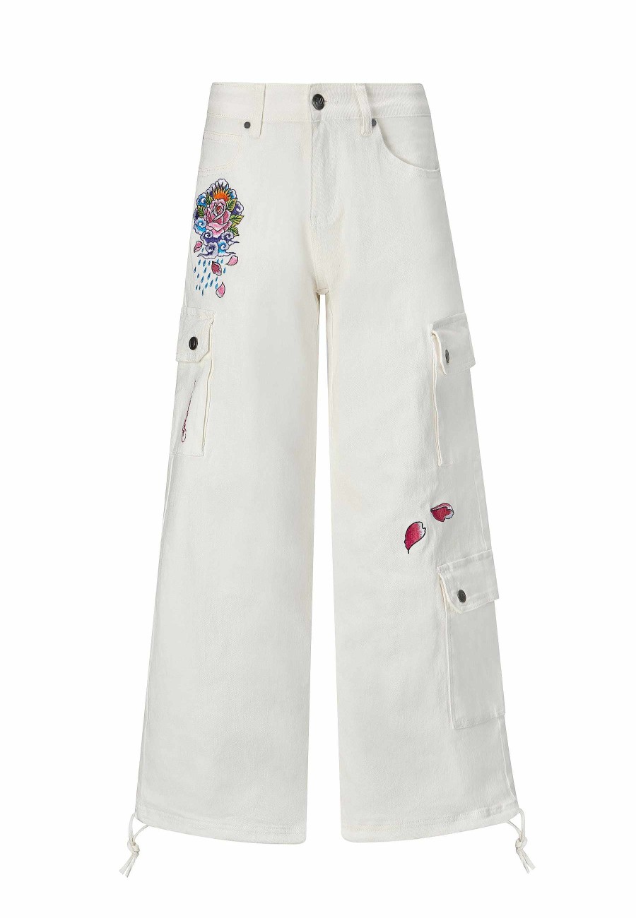Ed Hardy Womens Koi-Fishing Cargo Trousers Jeans