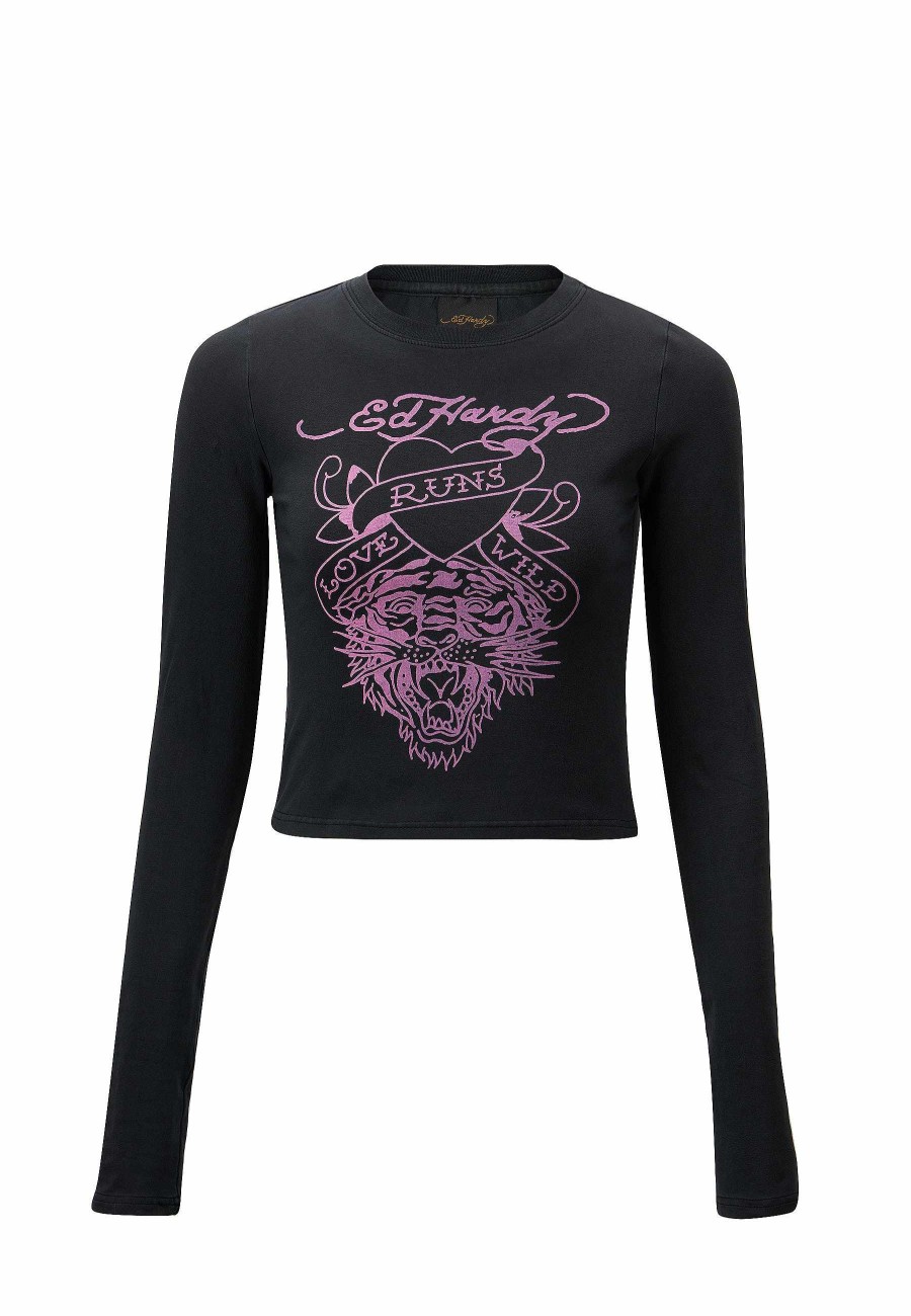 Ed Hardy Womens Love Runs Wild Long Sleeve T-Shirt