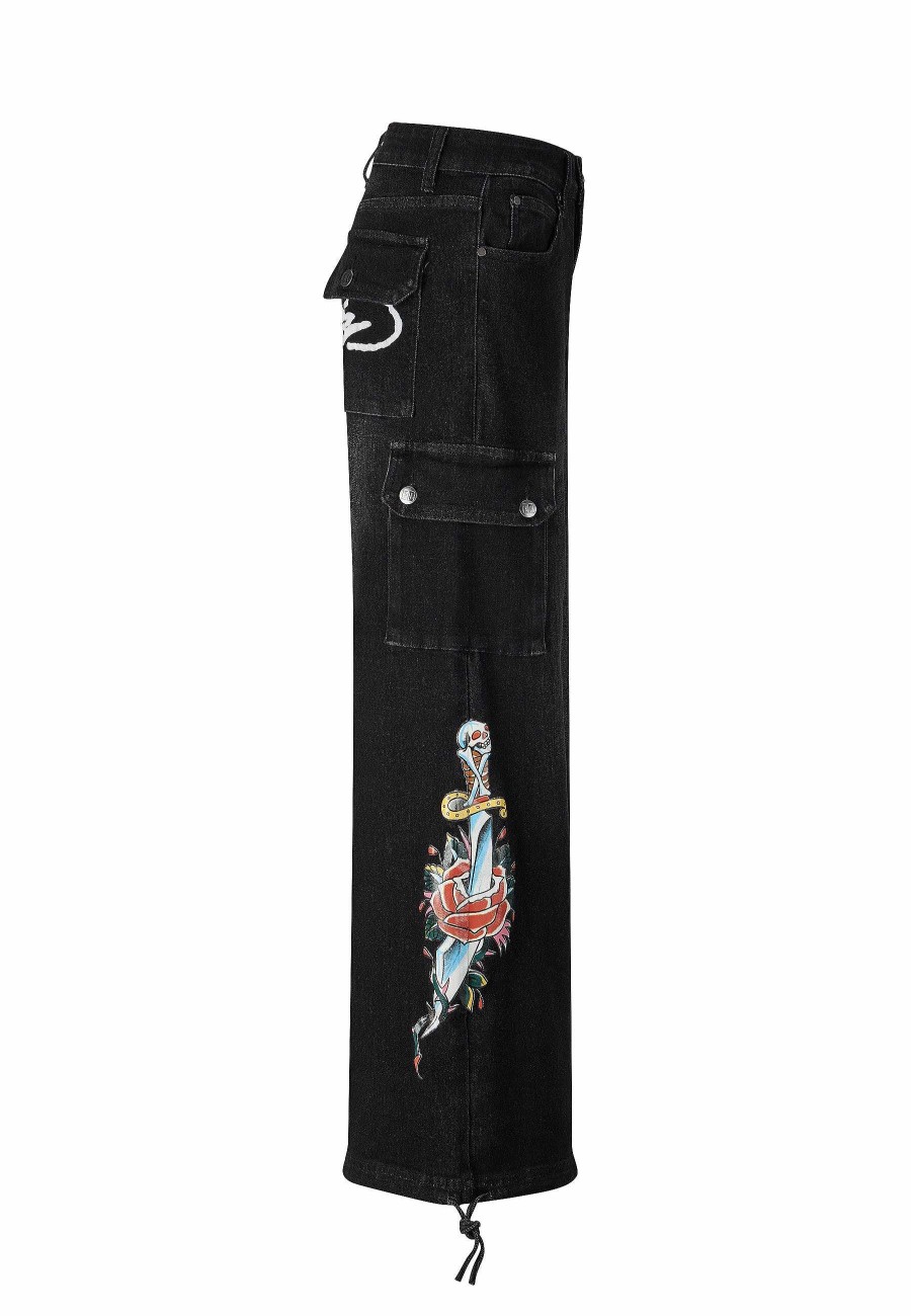 Ed Hardy Womens Love-Kills Cargo Trousers Jeans