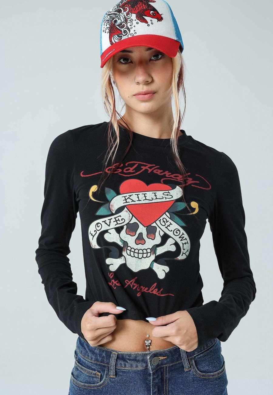 Ed Hardy Womens Love Kills Long Sleeve T-Shirt