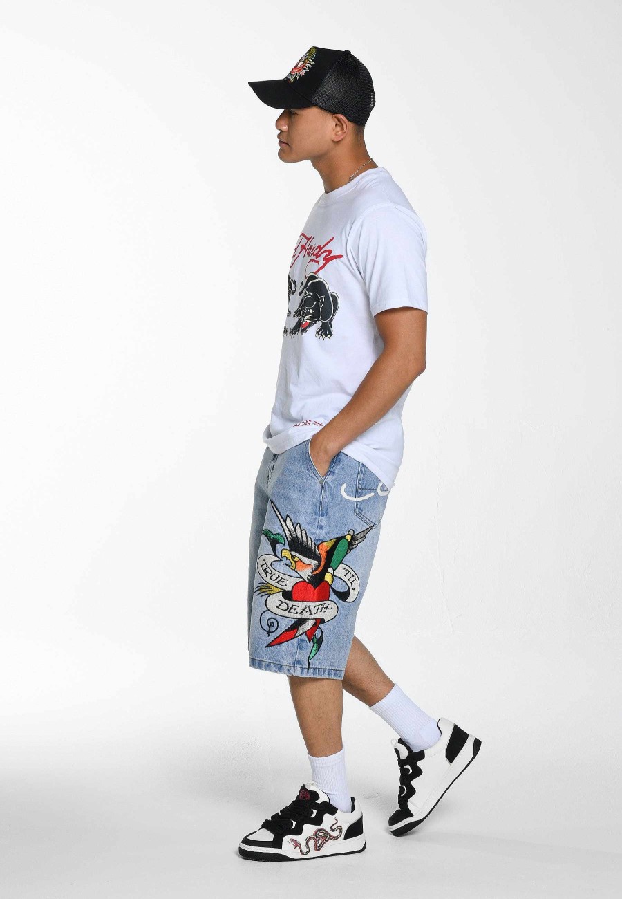 Ed Hardy Mens True Till Death Denim Jorts Shorts