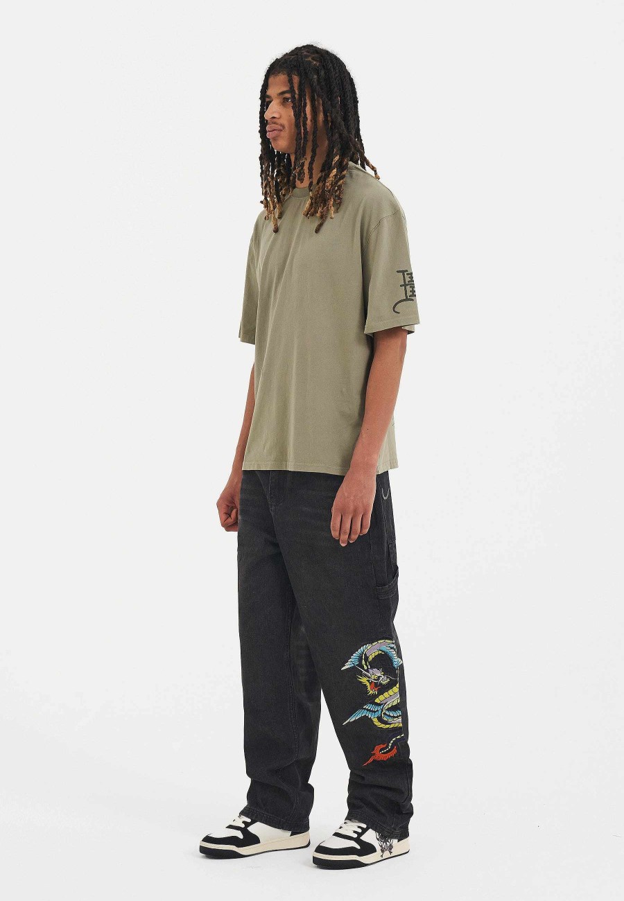 Ed Hardy Mens Flying Dragon Carpenter Denim Trousers Jeans