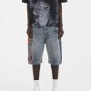 Ed Hardy Mens Devil Mermaid Denim Jorts Shorts