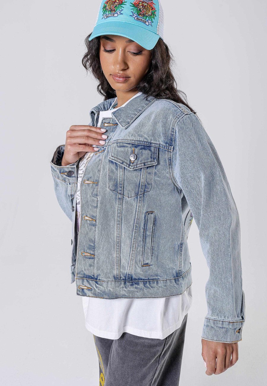 Ed Hardy Womens Brave-Hearts Denim Jacket