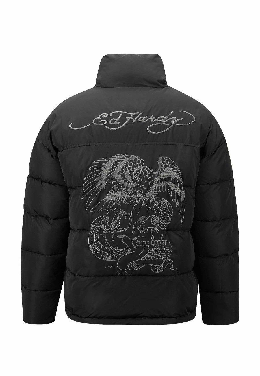 Ed Hardy Mens Eye-Ball-Skull Puffer Jacket