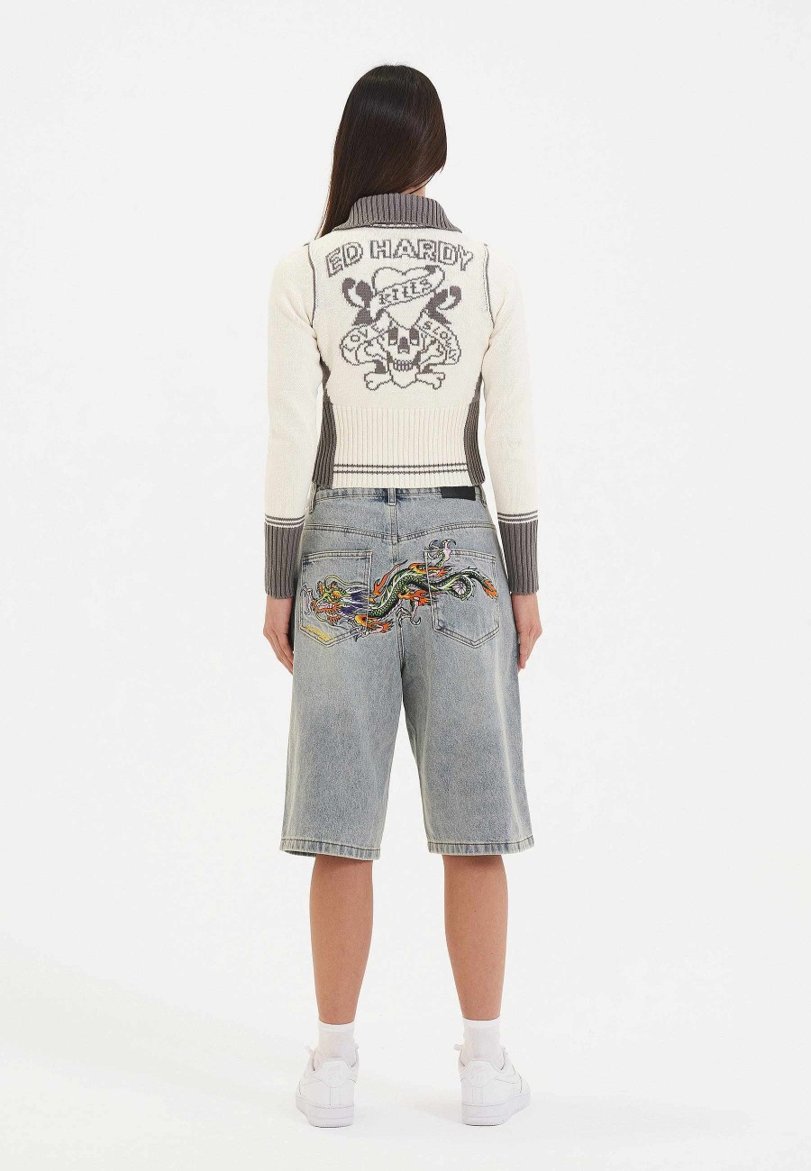 Ed Hardy Womens Lks Zip Up Knitted Tracksuit Jacket