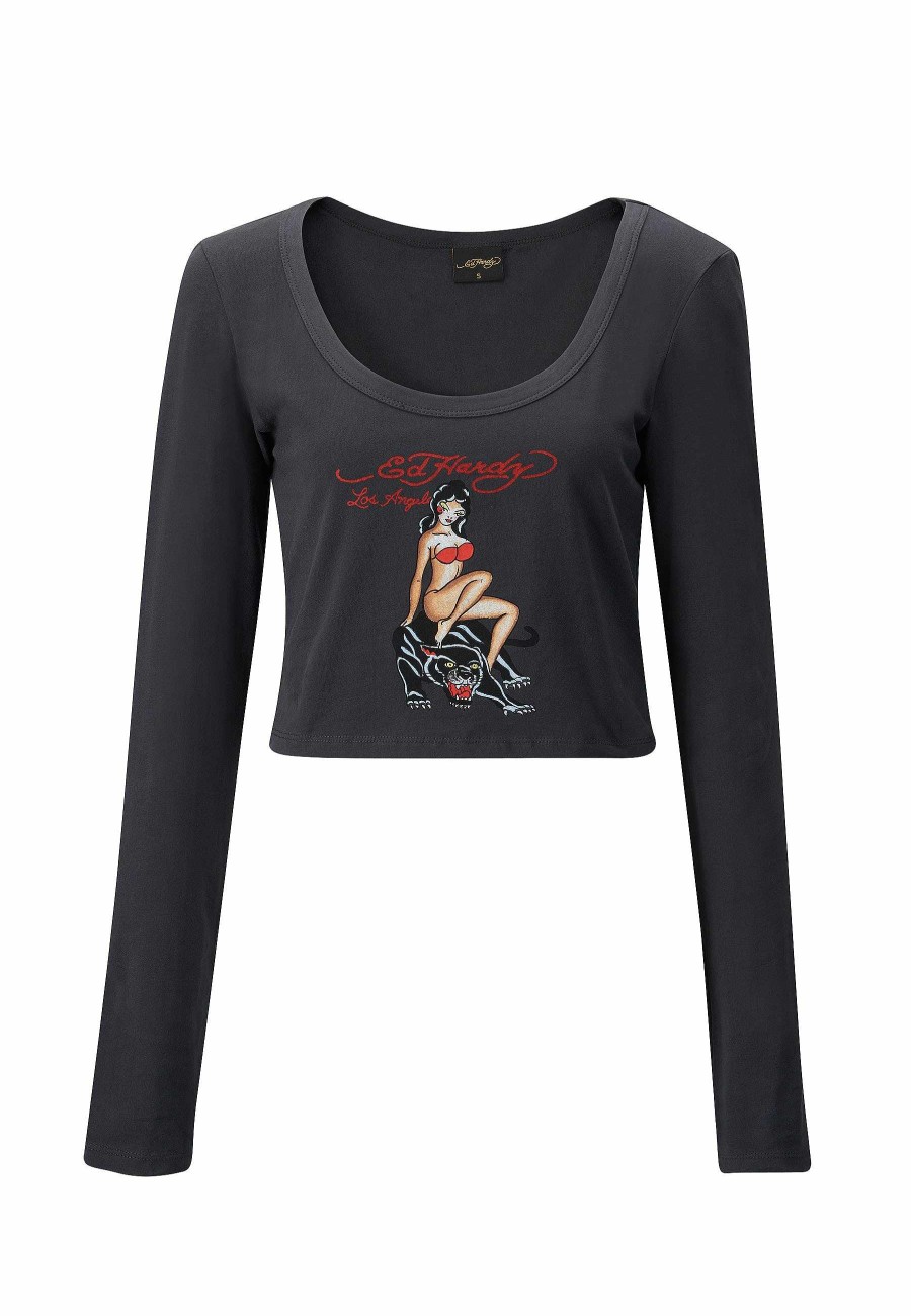 Ed Hardy Panther Siren Long Sleeve T-Shirt