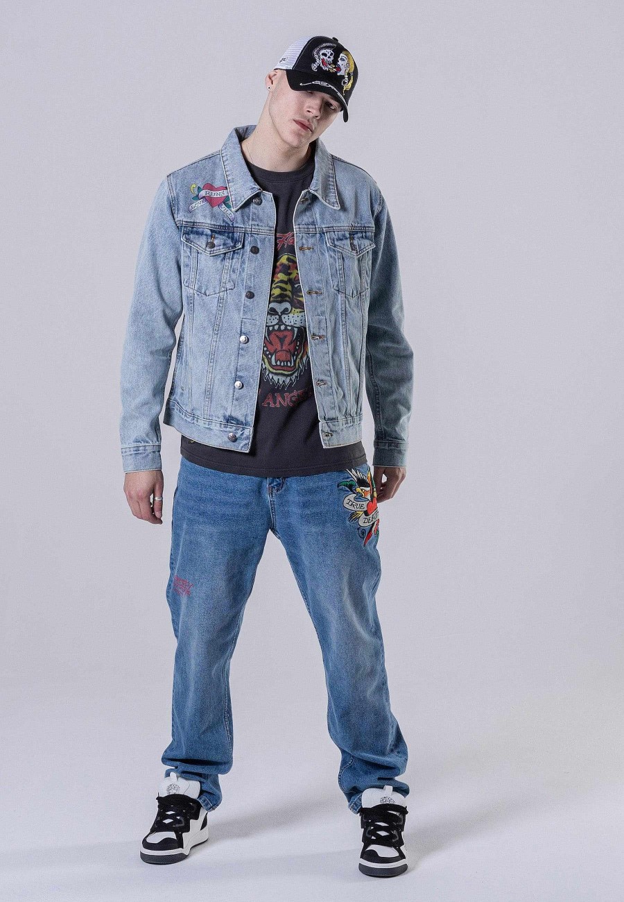 Ed Hardy Mens Love-Runs Wild Denim Jacket