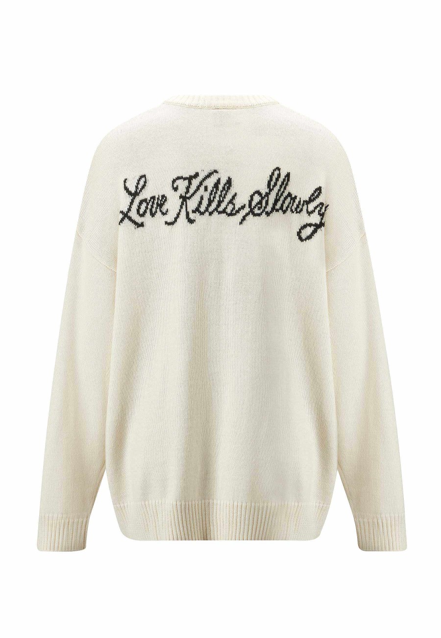 Ed Hardy Womens Skull In Flames Jaquard Knitted Jumper