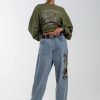 Ed Hardy Womens Panther Battle Xtra Oversized Denim Trousers Jeans