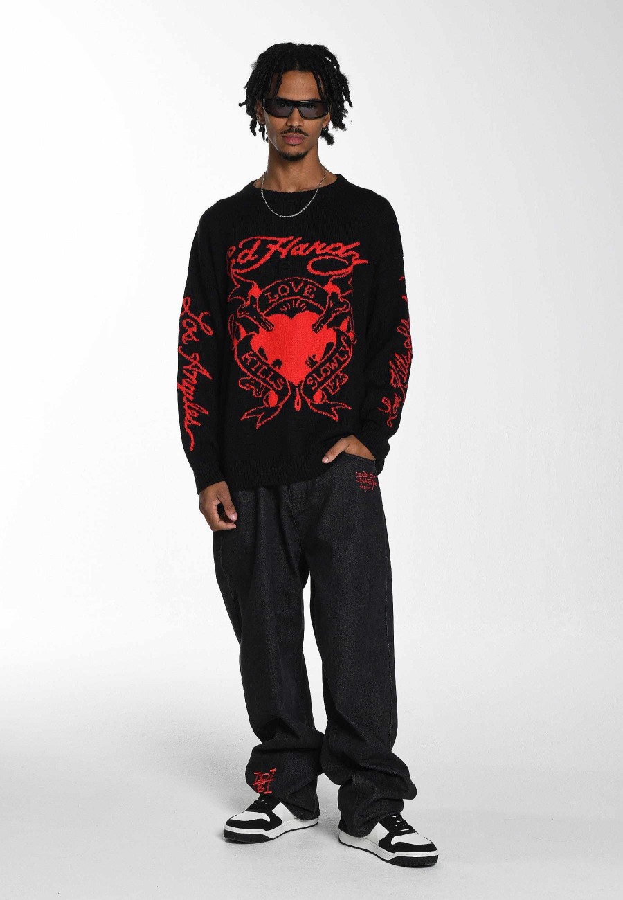 Ed Hardy Mens Love Kill La Jaquard Knitted Jumper