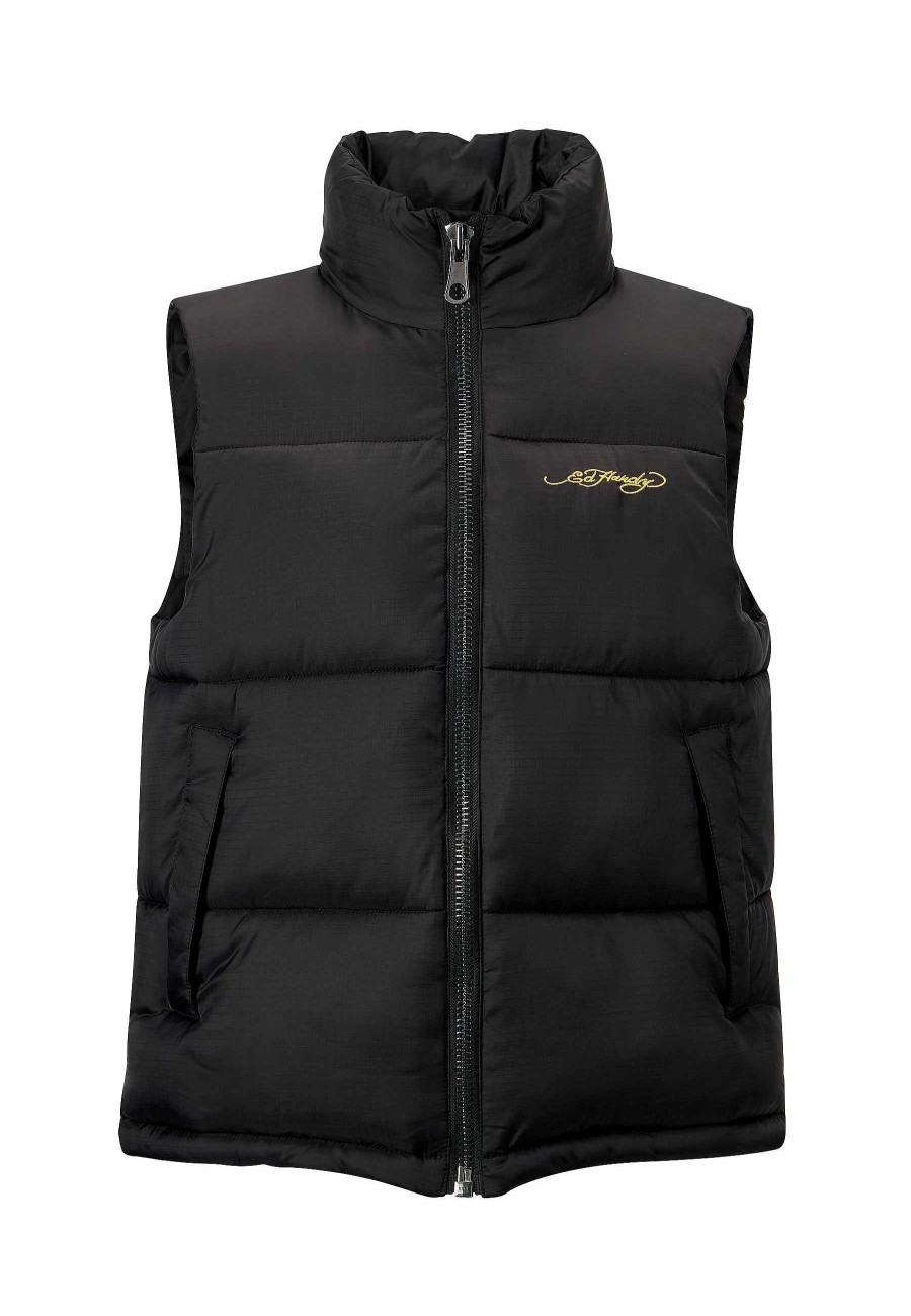 Ed Hardy Womens True Til Death Gilet Puffer Jacket