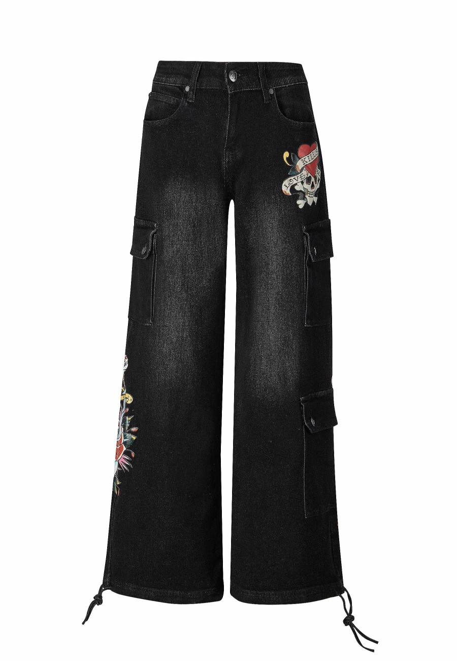 Ed Hardy Womens Love-Kills Cargo Trousers Jeans