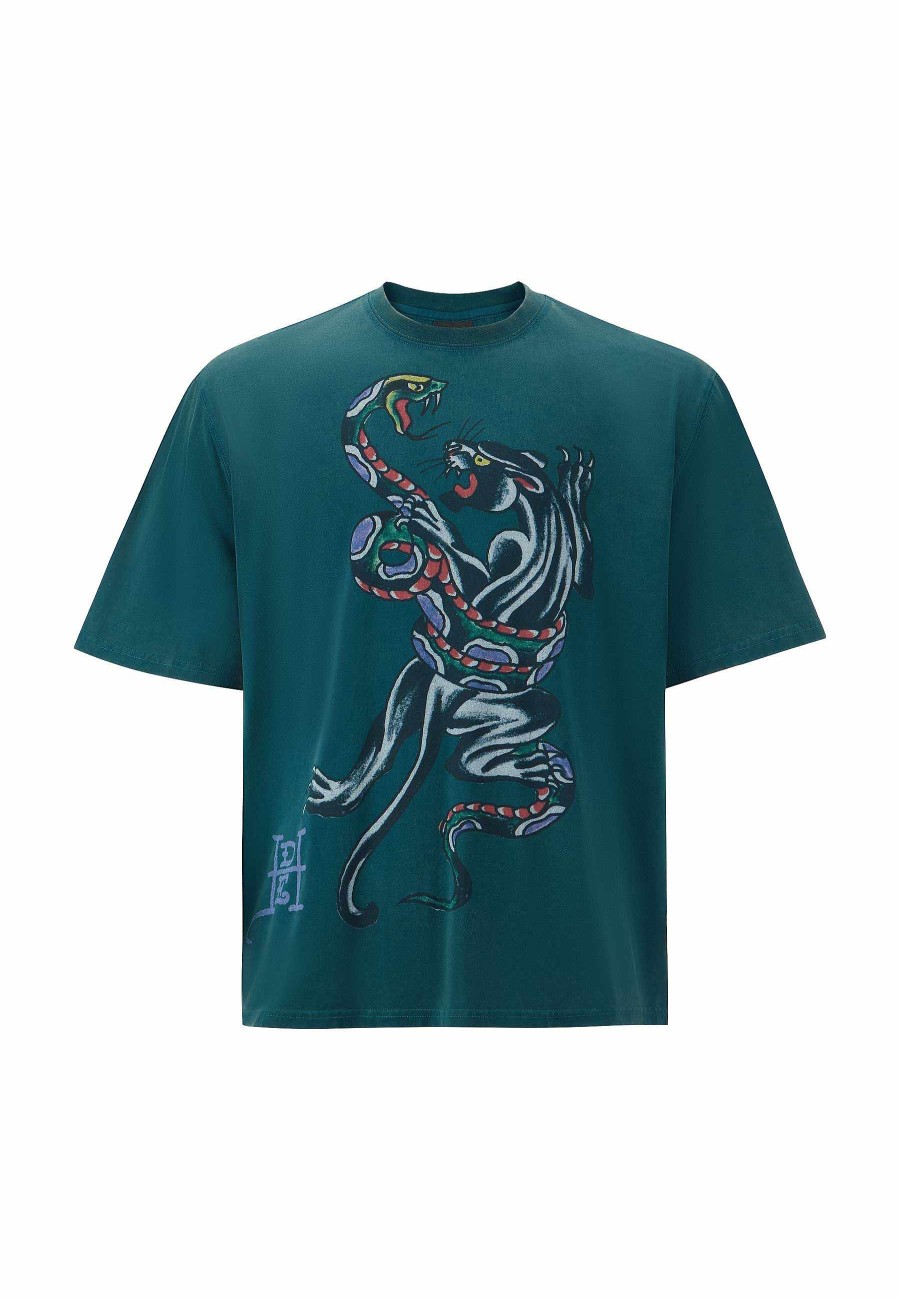 Ed Hardy Womens Snake & Panther Battle Tshirt Top