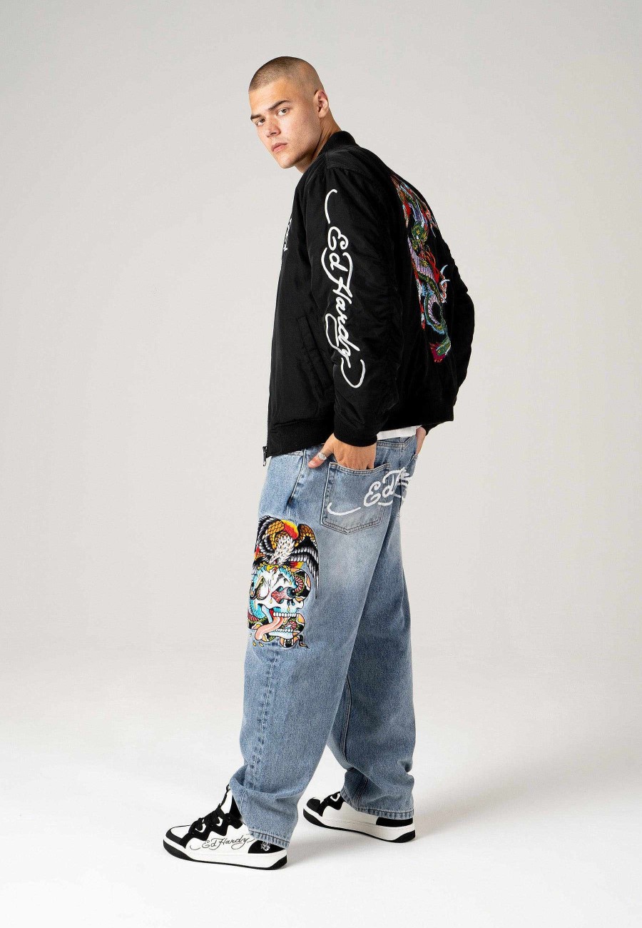 Ed Hardy Mens Dragon-Head-Deh Bomber Jacket