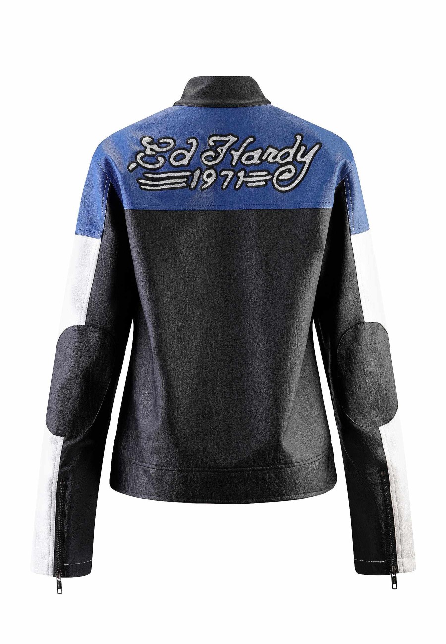 Ed Hardy Womens Ed-1971 Moto Biker Jacket