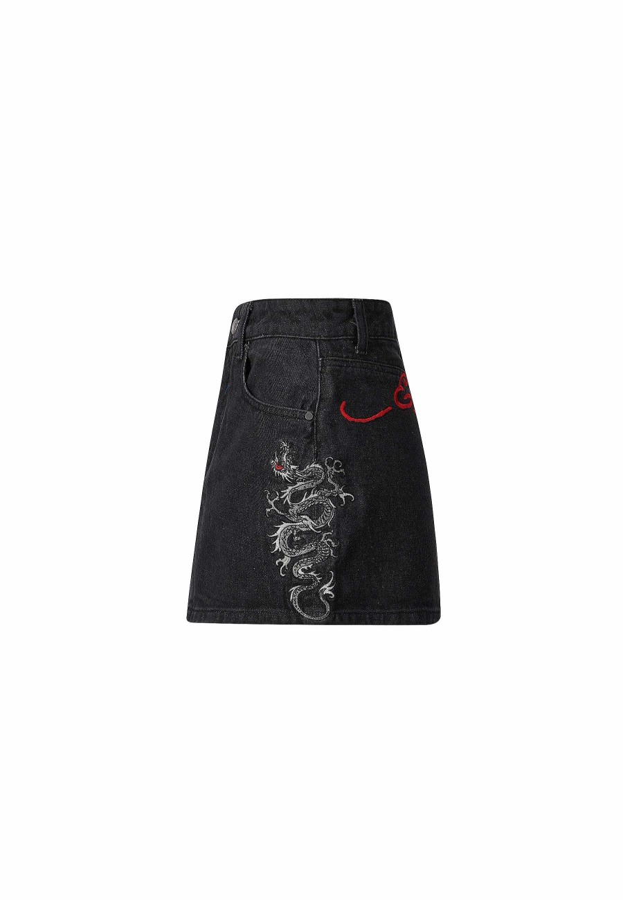 Ed Hardy Womens Grey Dragon Mini Skirt