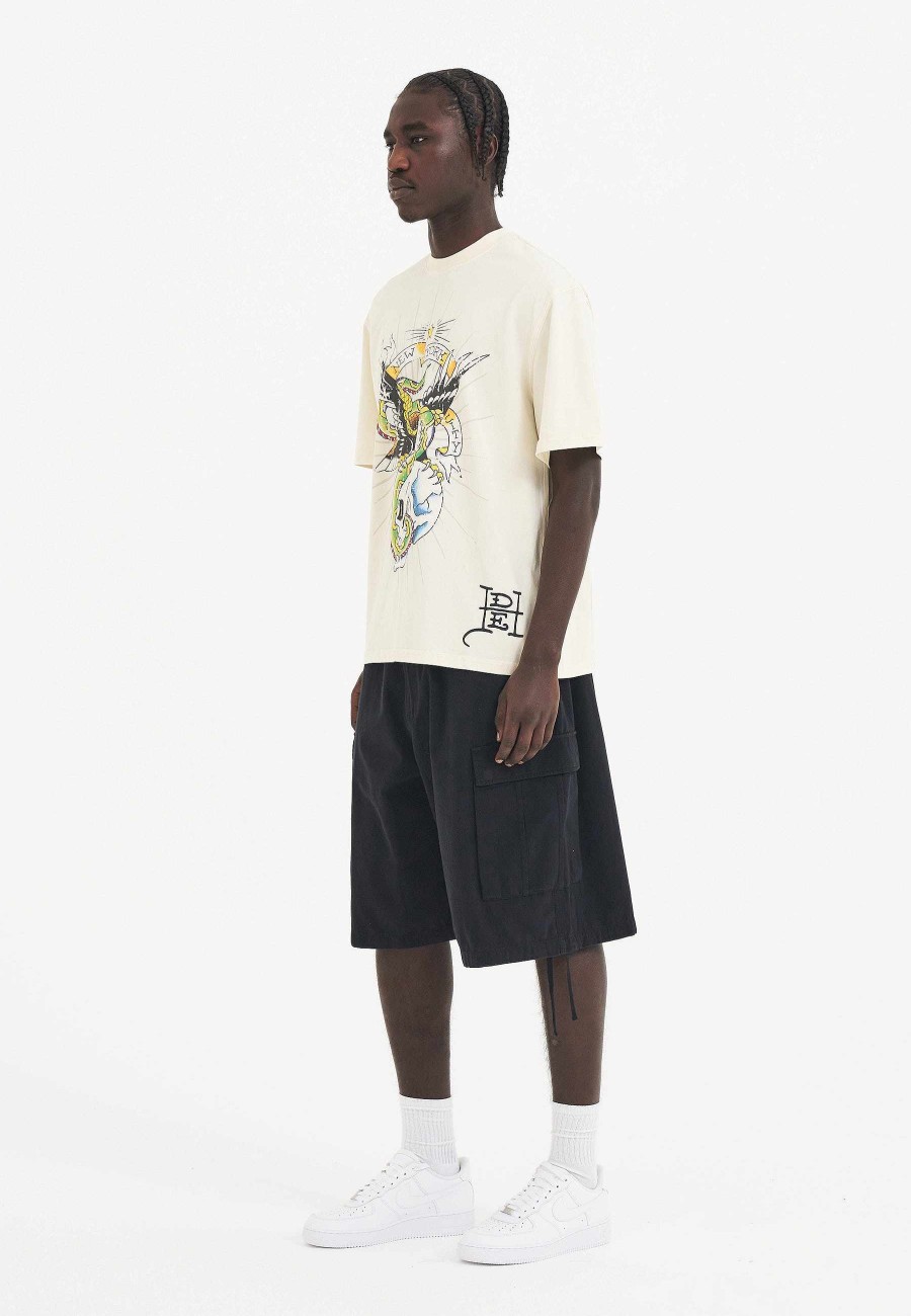 Ed Hardy Mens Dragon Crawl Woven Cargo Shorts