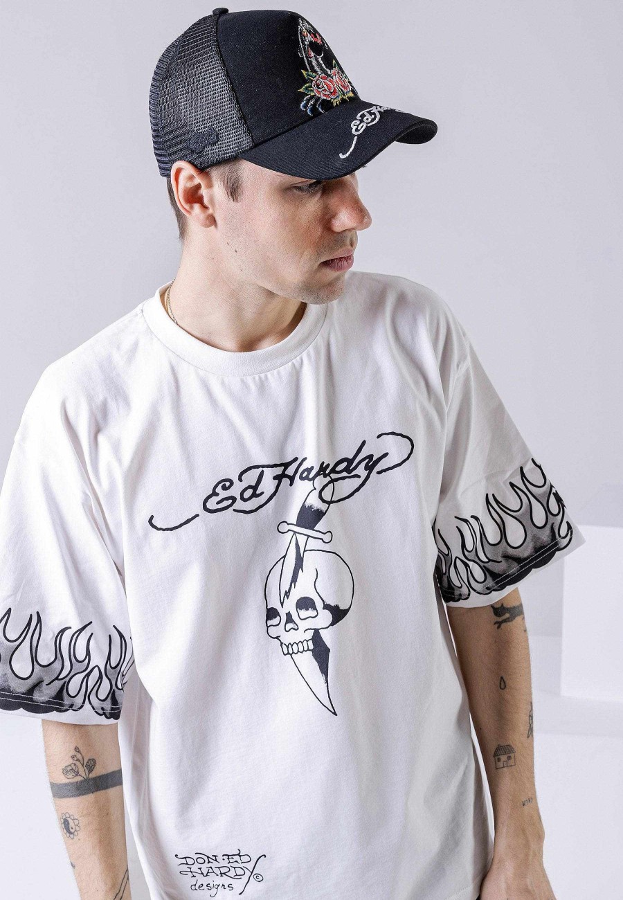 Ed Hardy Uni Panther-Rose Twill Front Mesh Trucker Cap