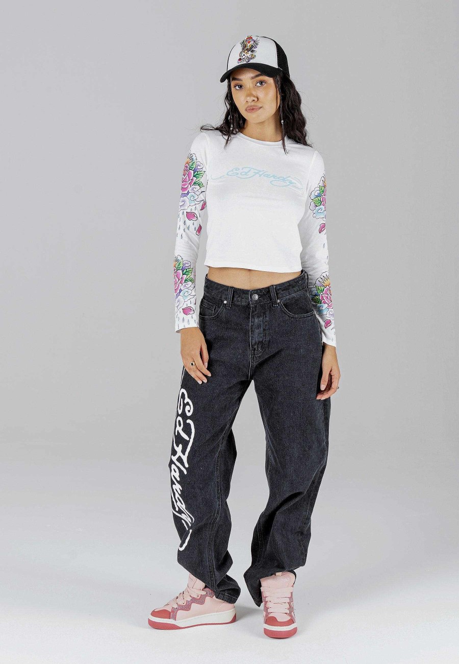 Ed Hardy Womens Mystic Panther Long Sleeve T-Shirt