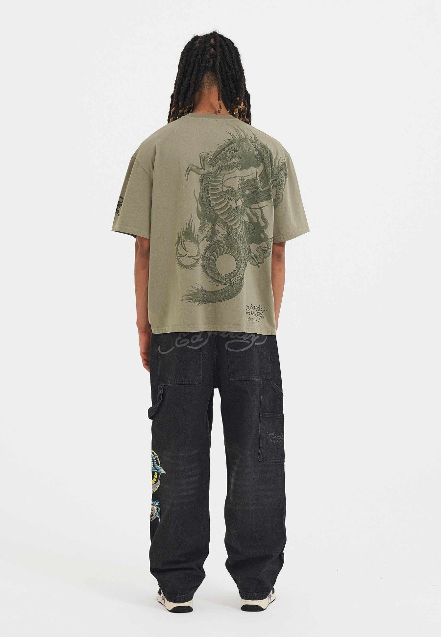 Ed Hardy Mens Flying Dragon Carpenter Denim Trousers Jeans