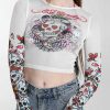 Ed Hardy Womens Love-Kills-Slowly Mesh Long Sleeved T-Shirt