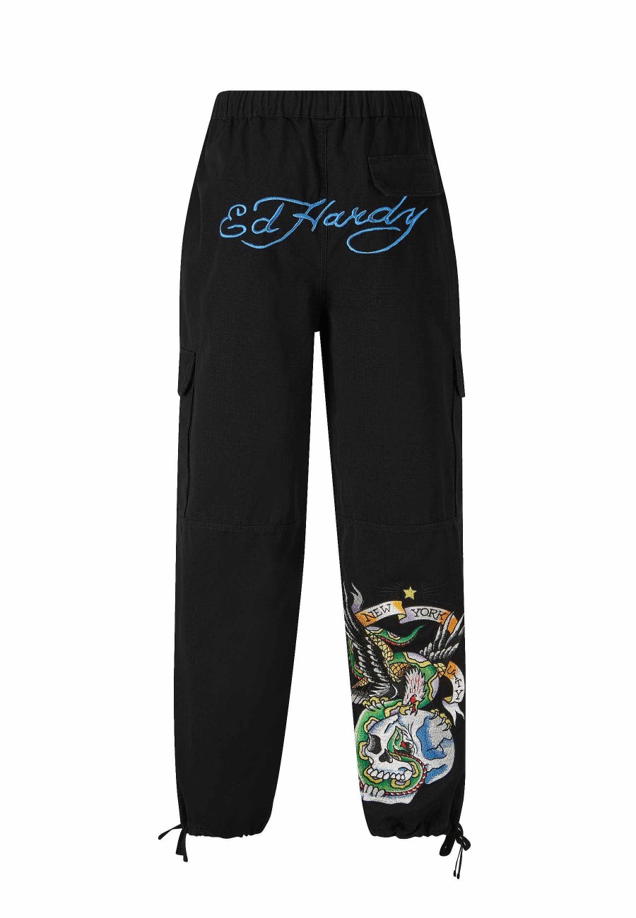 Ed Hardy Mens Eagle Snake Battle Ripstop Woven Cargo Pants Trousers