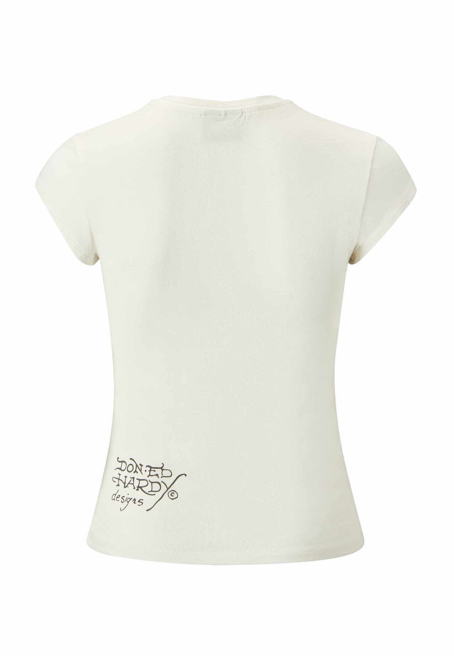 Ed Hardy Womens Love Eternal Cap Sleeve Tshirt Top