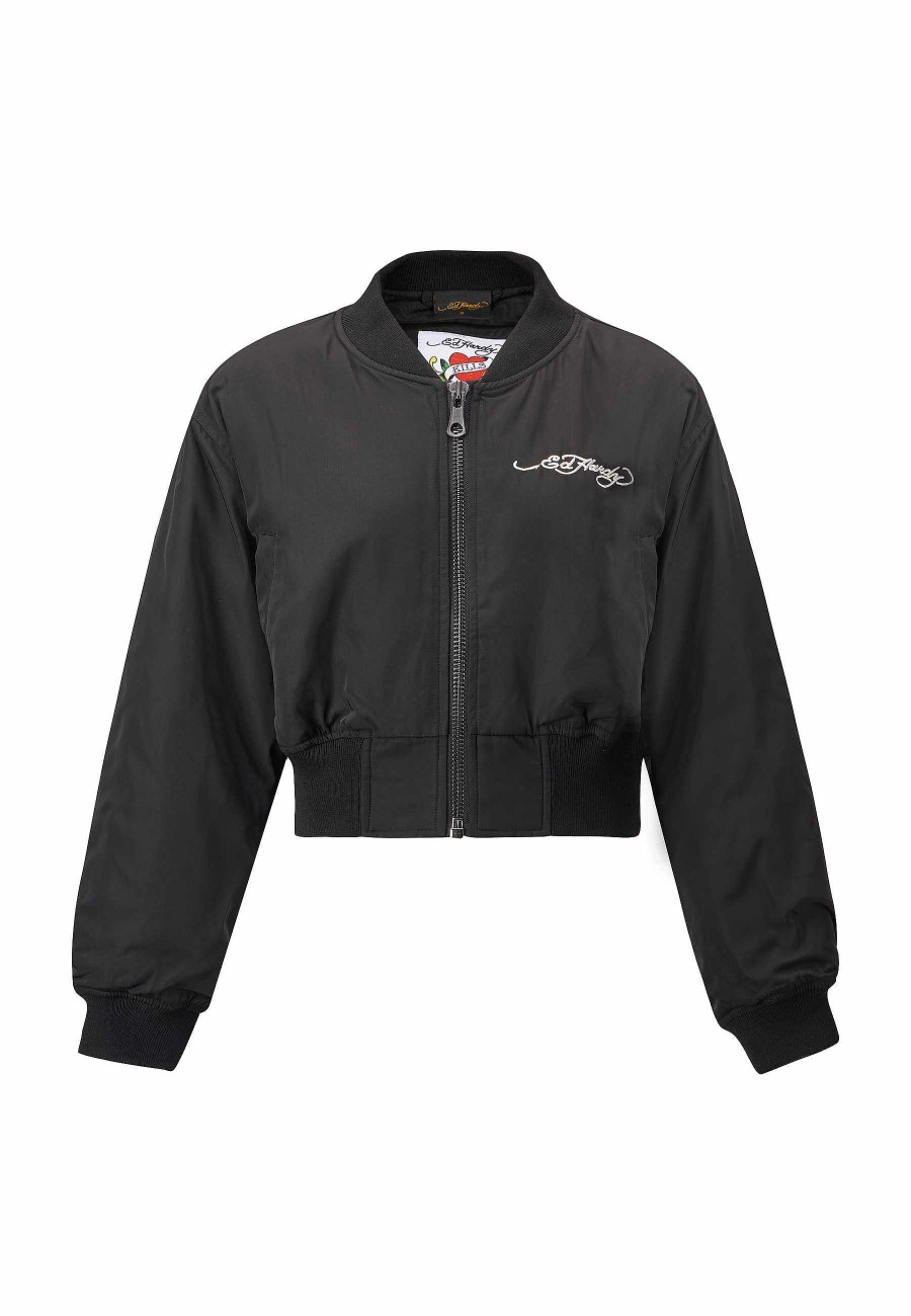 Ed Hardy Womens City Night Cropped Bomber Jacket
