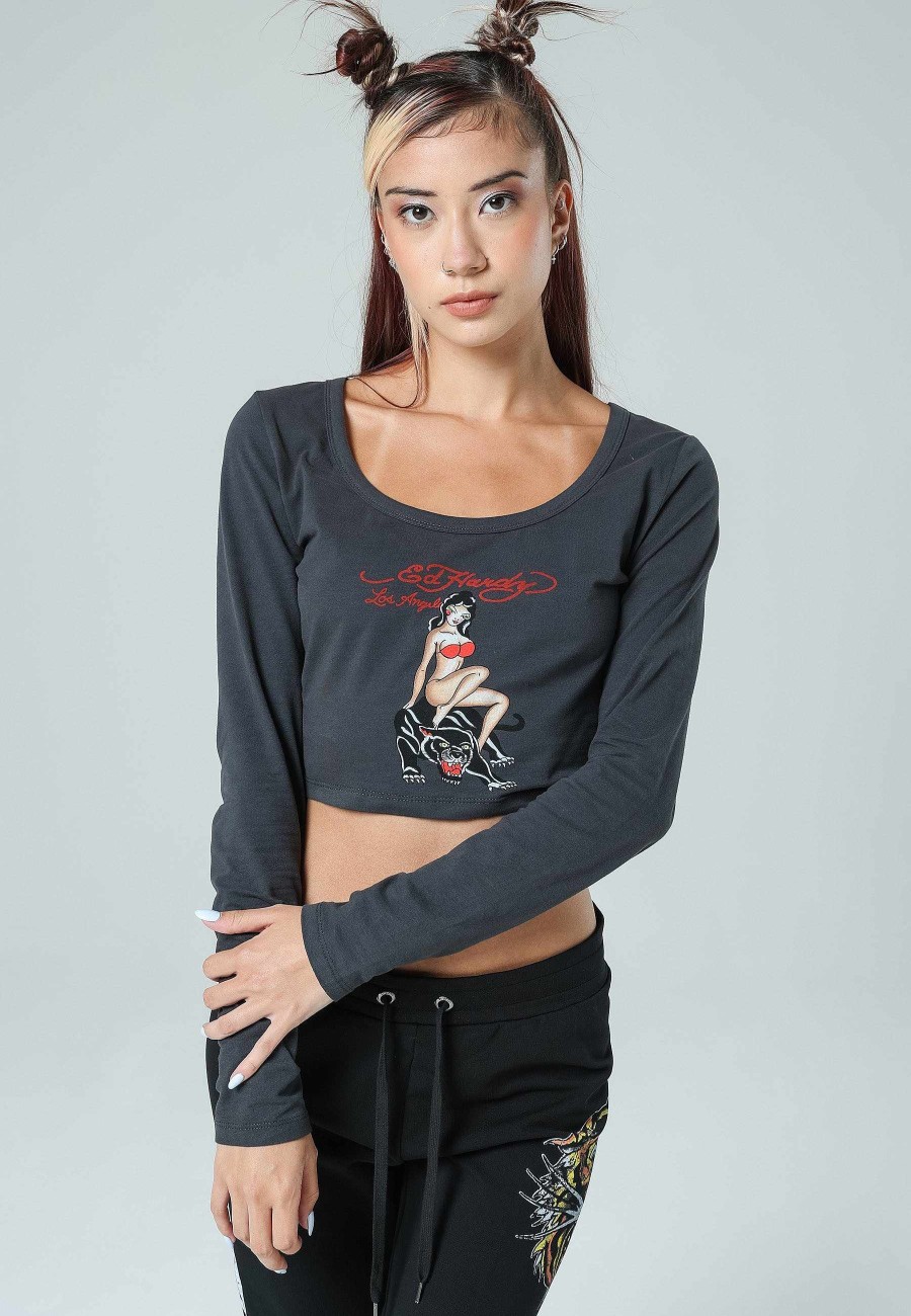 Ed Hardy Panther Siren Long Sleeve T-Shirt